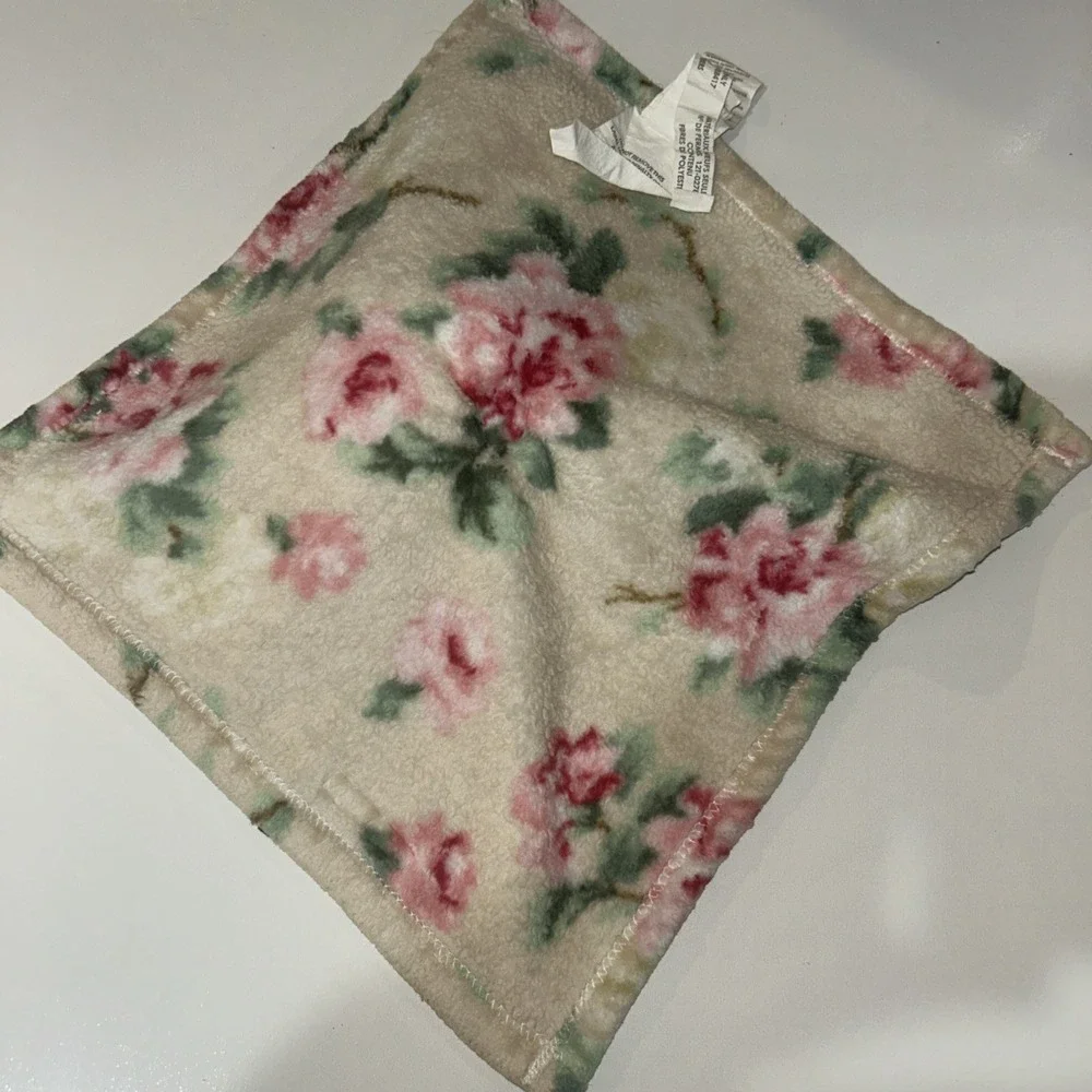 Blankets‎ & Beyond Bunny Lovey Floral Beige Pink Baby Security Blanket